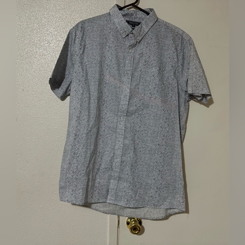Foreign Exchange Men's Casual white and black Button Down slim fit Shirt XL